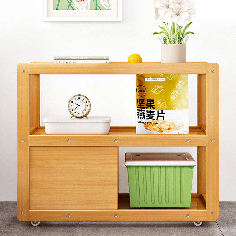 Minimalist Glass Nan Bamboo 3-Tier 2-Drawer End Table