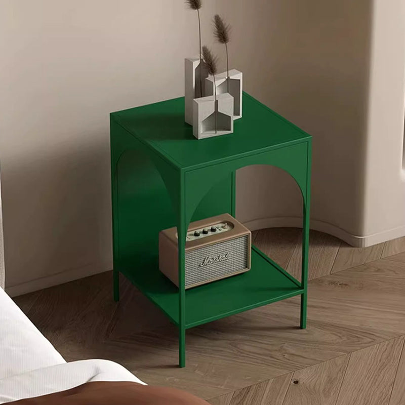 Minimalist Arch Iron 2-Tier End Table — Black