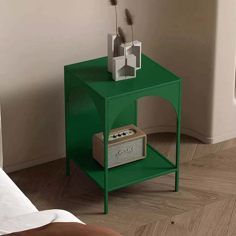 Minimalist Arch Iron 2-Tier End Table — Black