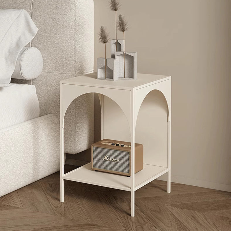 Minimalist Arch Iron 2-Tier End Table — White