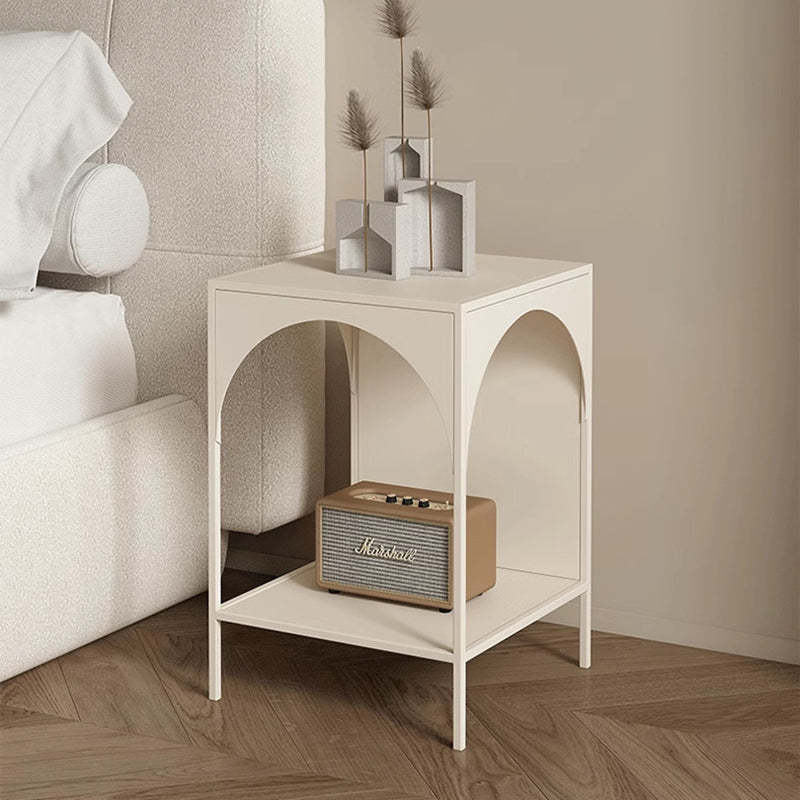 Minimalist Arch Iron 2-Tier End Table — White