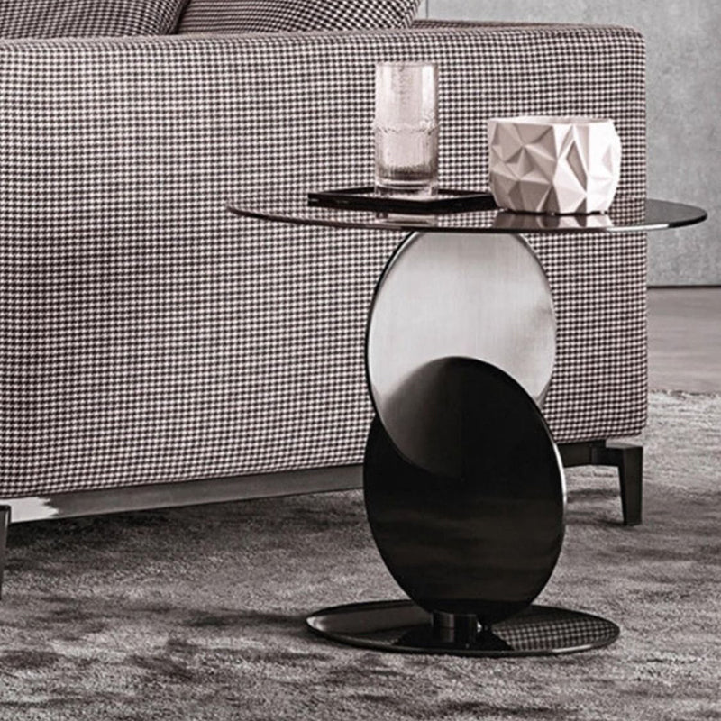 Minimalist Round Glass Steel Coffee Table