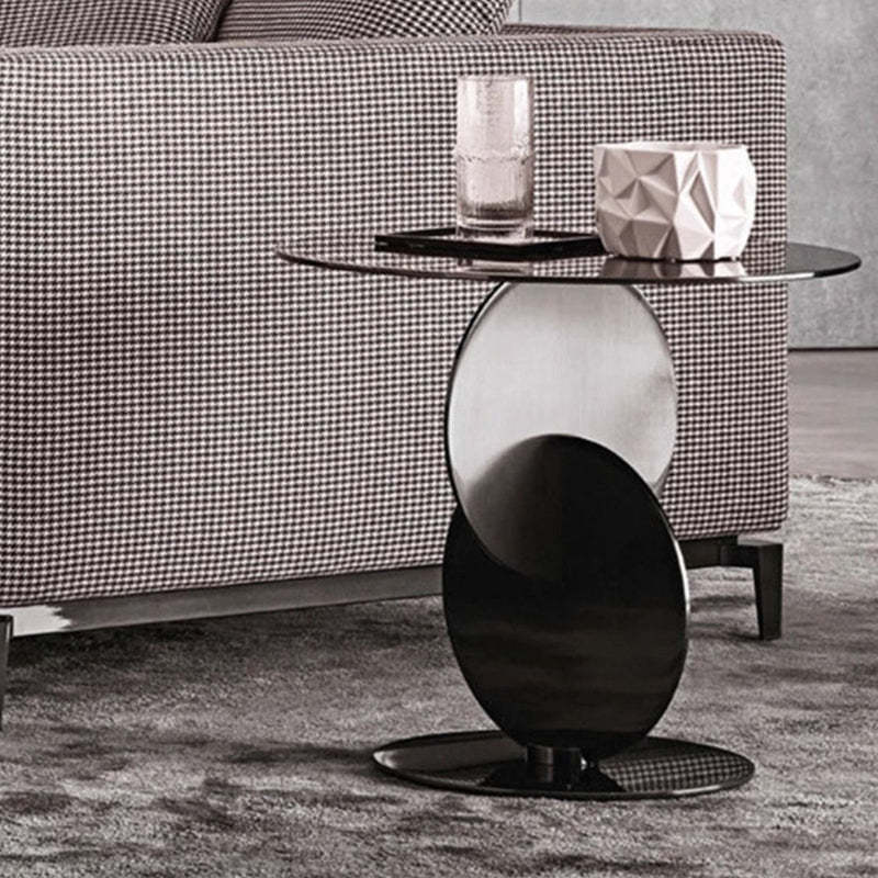 Minimalist Round Glass Steel Coffee Table