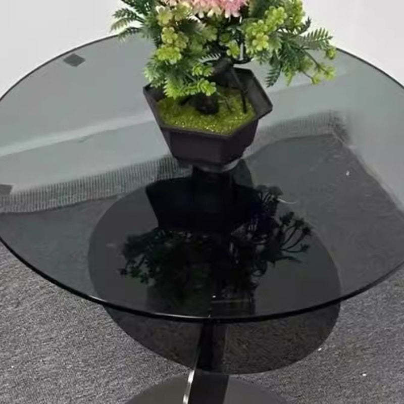 Minimalist Round Glass Steel Coffee Table