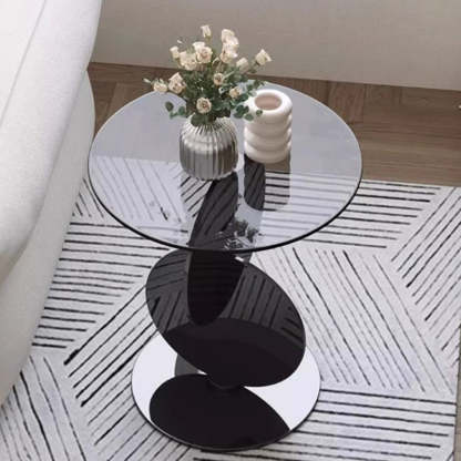 Minimalist Round Glass Steel Coffee Table