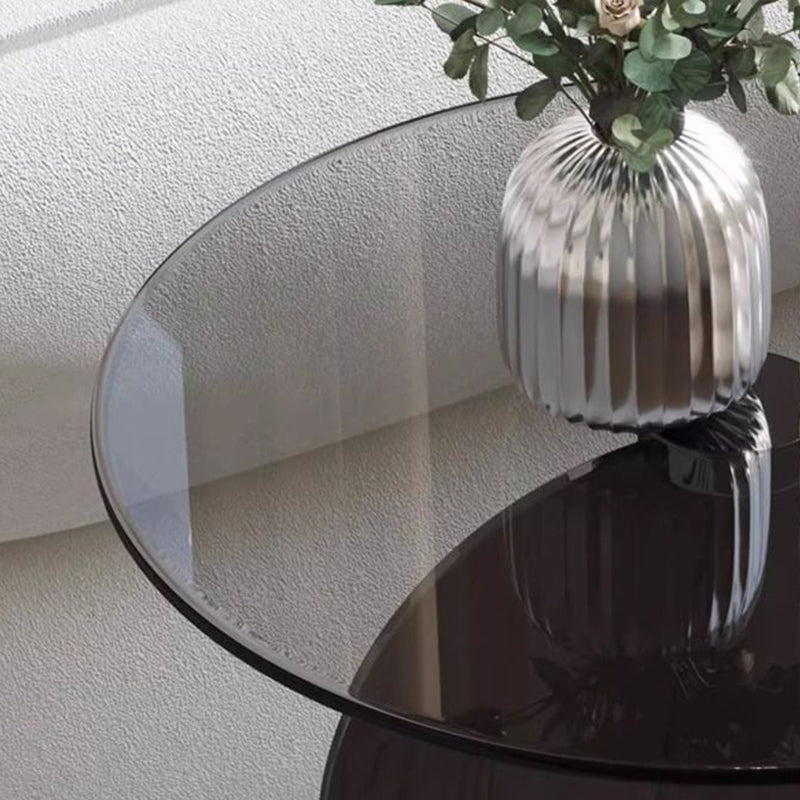 Minimalist Round Glass Steel Coffee Table