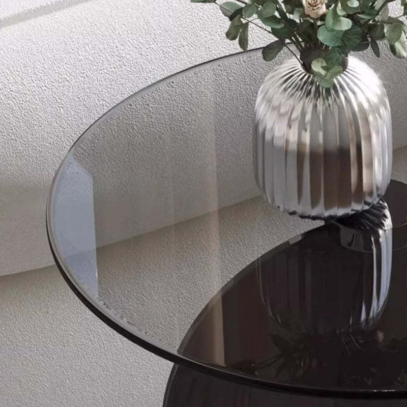 Minimalist Round Glass Steel Coffee Table