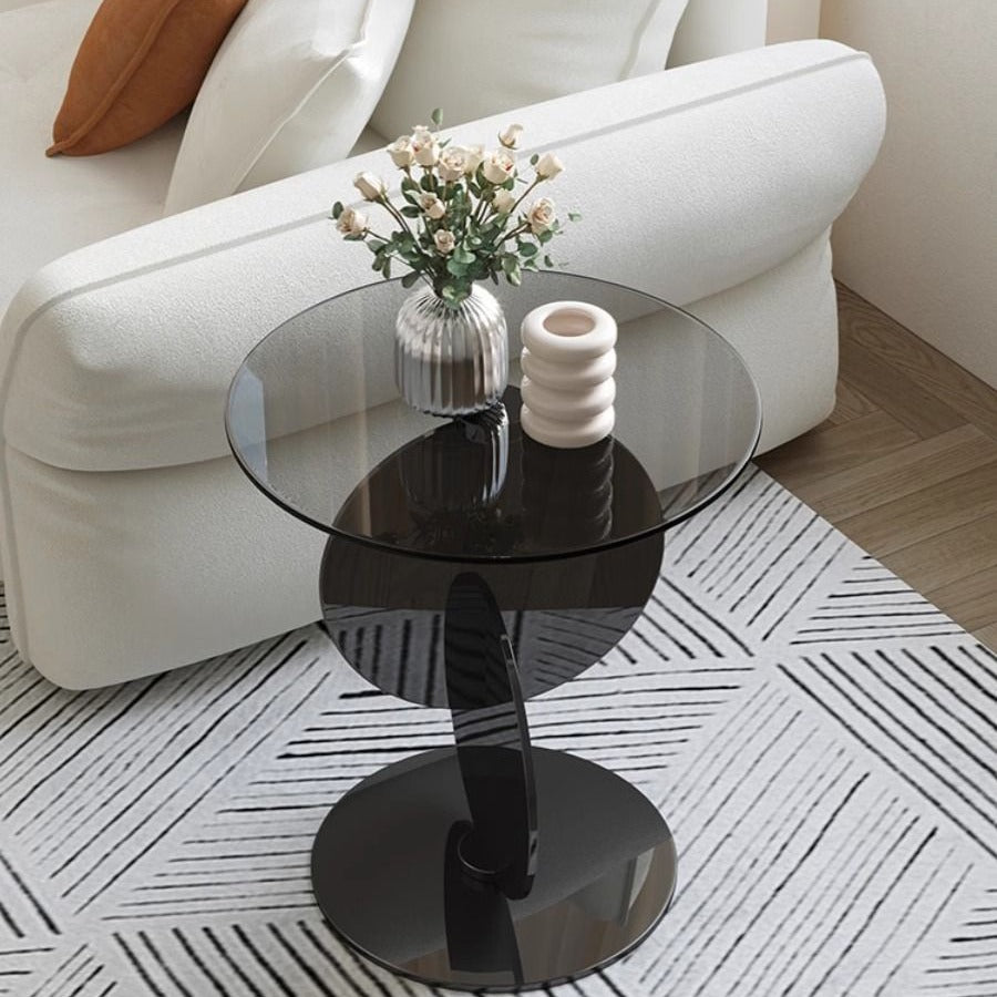 Minimalist Round Glass Steel Coffee Table