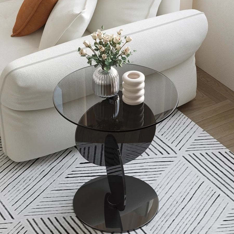 Minimalist Round Glass Steel Coffee Table