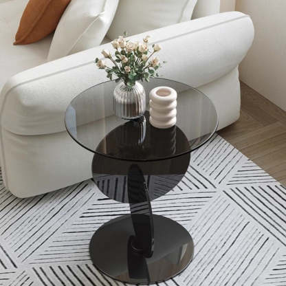 Minimalist Round Glass Steel Coffee Table
