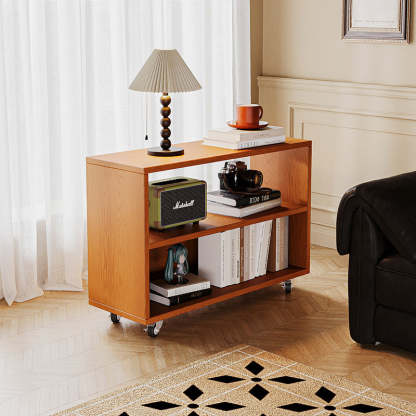 Vintage Solid Wood Faux Panel End Table — Cherry Wood Color