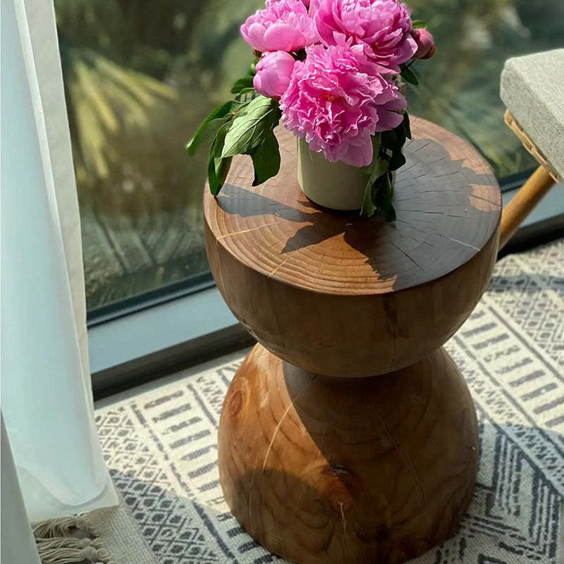 Nordic Round Funnel-Shape Solid Wood End Table