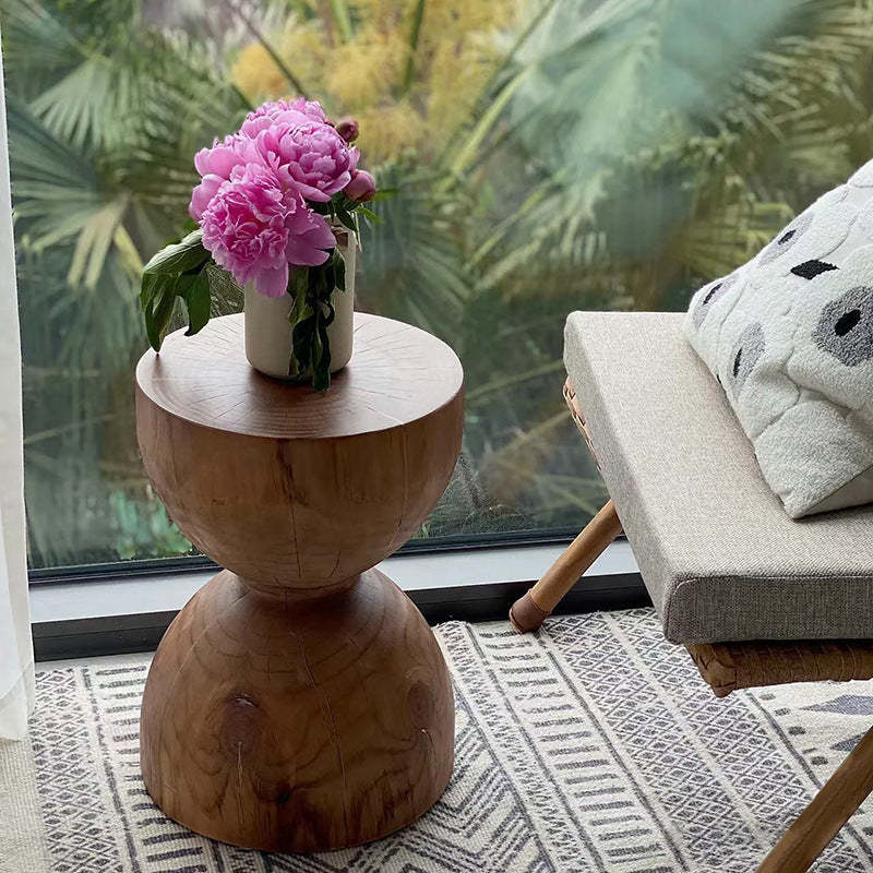 Nordic Round Funnel-Shape Solid Wood End Table