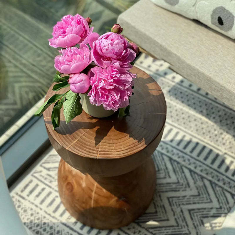 Nordic Round Funnel-Shape Solid Wood End Table