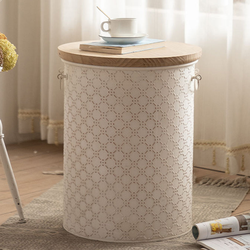 Nordic Cylinder Iron Pine End Table