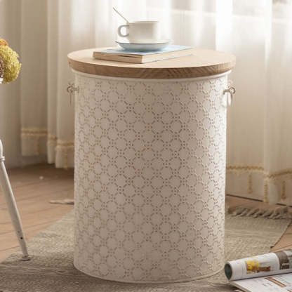 Nordic Cylinder Iron Pine End Table