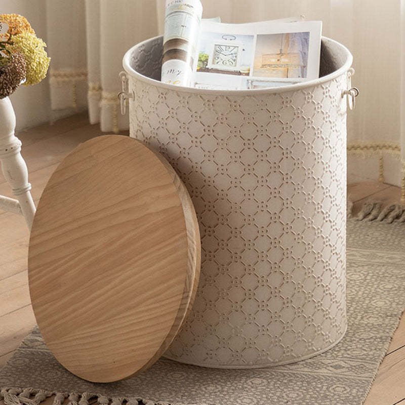 Nordic Cylinder Iron Pine End Table