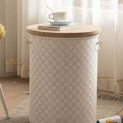 Nordic Cylinder Iron Pine End Table