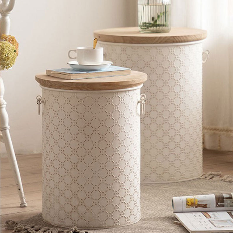 Nordic Cylinder Iron Pine End Table