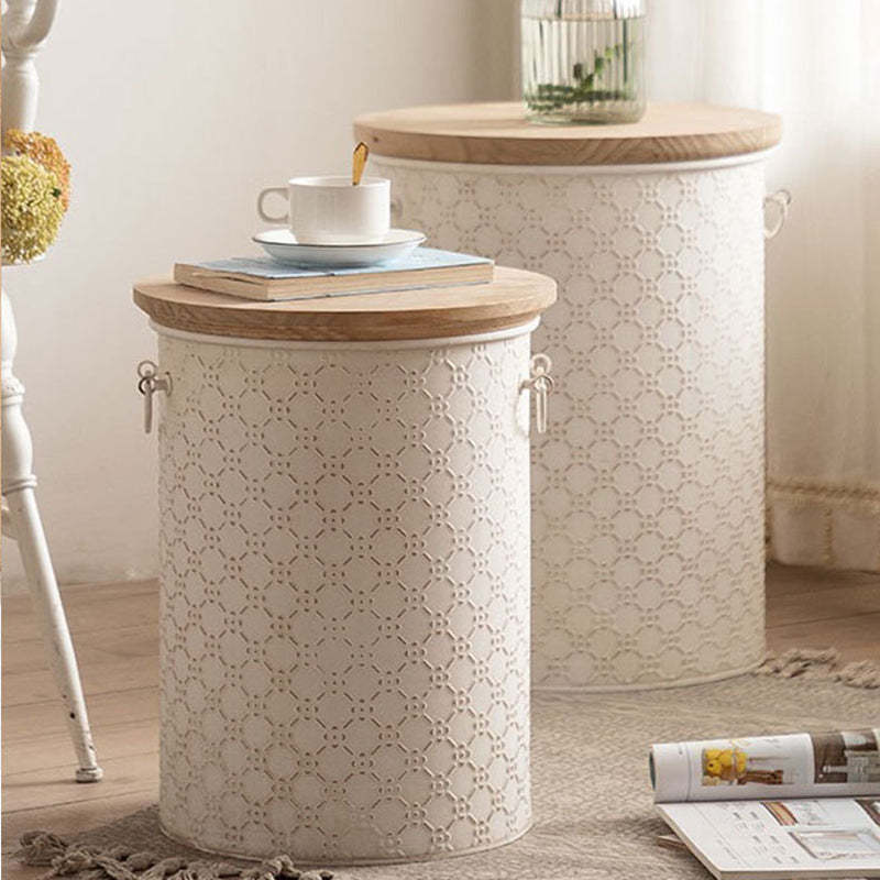 Nordic Cylinder Iron Pine End Table