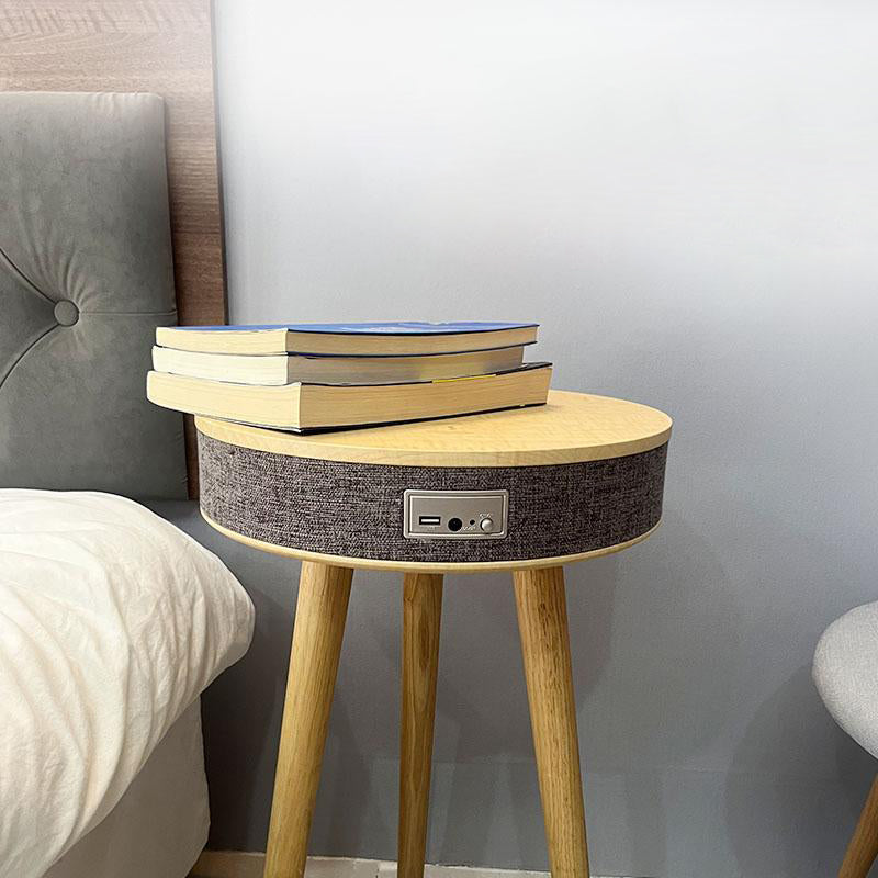 Minimalist Bluetooth Audio Wood End Table — Black