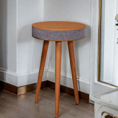 Minimalist Bluetooth Audio Wood End Table — Walnut