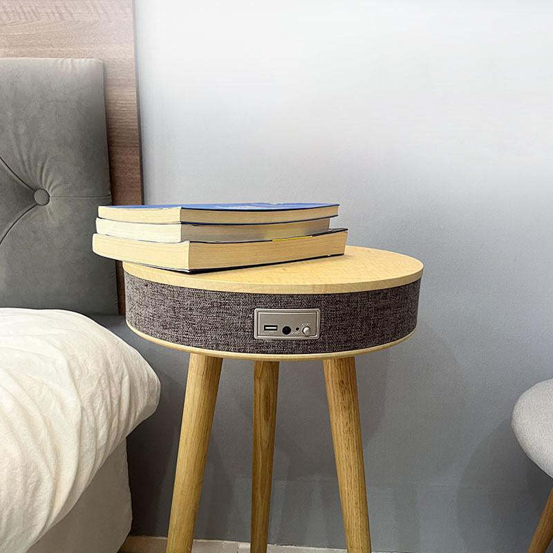 Minimalist Bluetooth Audio Wood End Table — Black