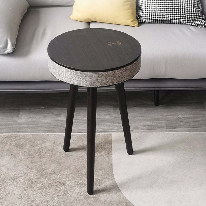 Minimalist Bluetooth Audio Wood End Table — Wood Color