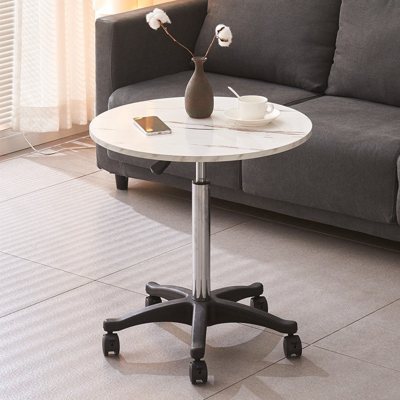 Minimalist Liftable Marble Metal Round Coffee Table — White