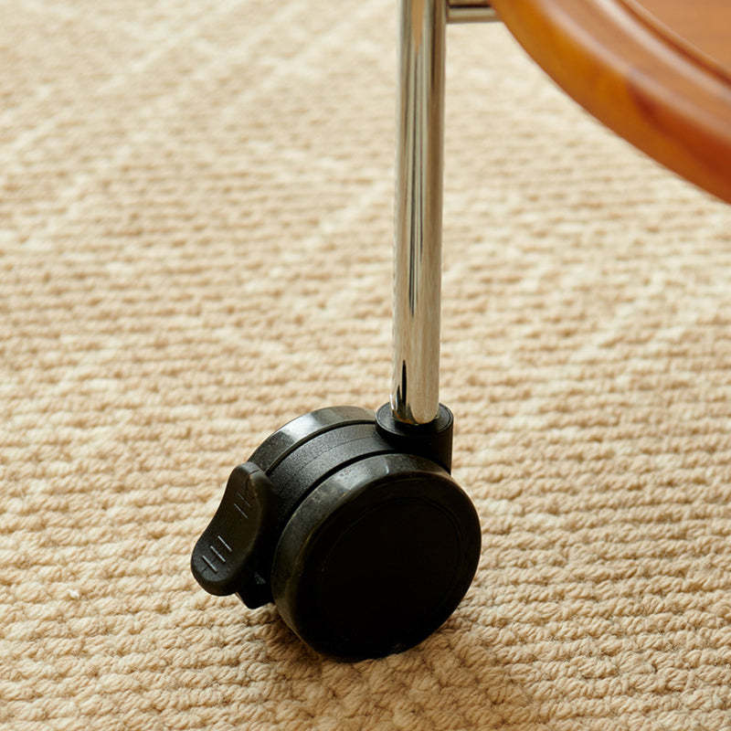 Retro Foldable Solid Wood 2-Tier Round End Table