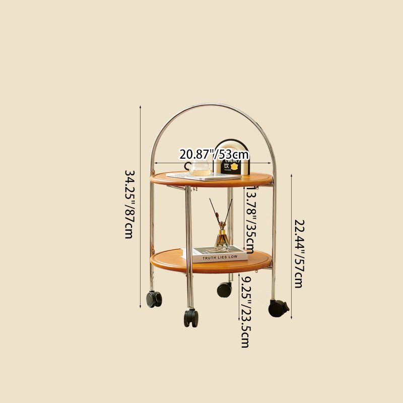Retro Foldable Solid Wood 2-Tier Round End Table
