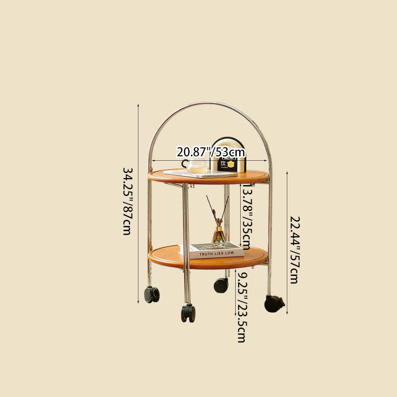 Retro Foldable Solid Wood 2-Tier Round End Table