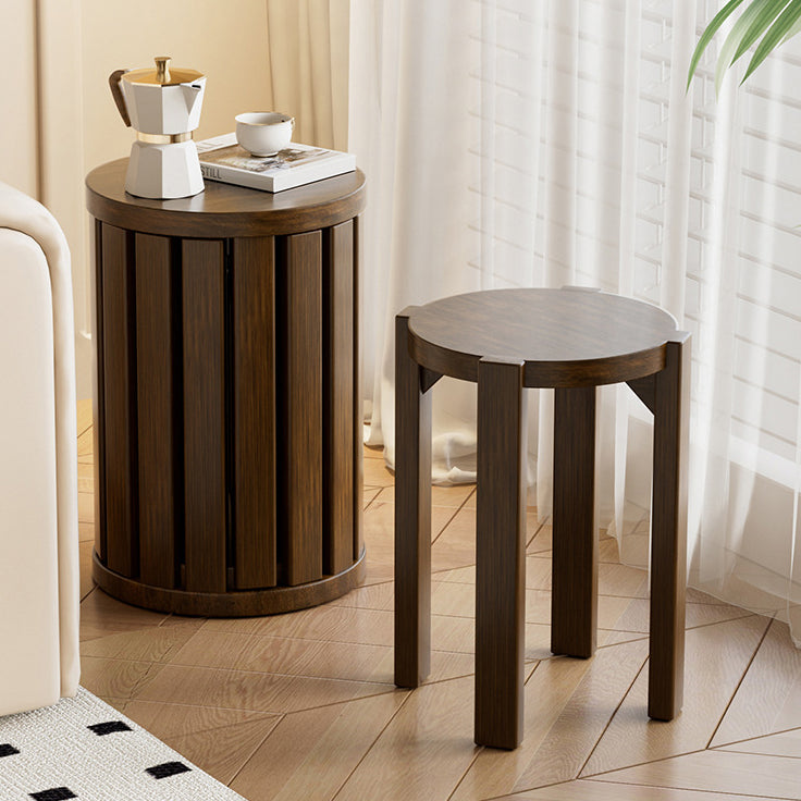 Minimalist Round Rubber Wood Multifunctional Stool End Table
