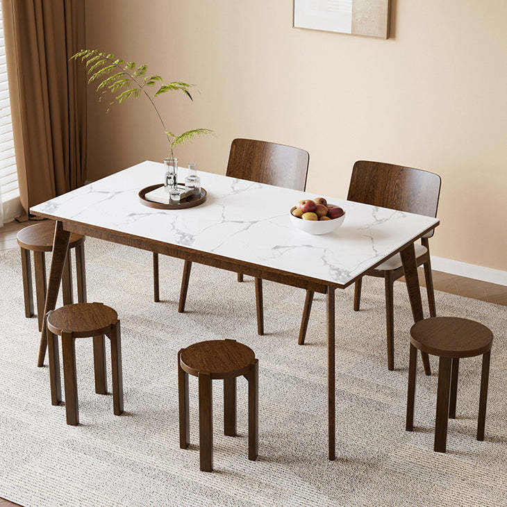 Minimalist Round Rubber Wood Multifunctional Stool End Table