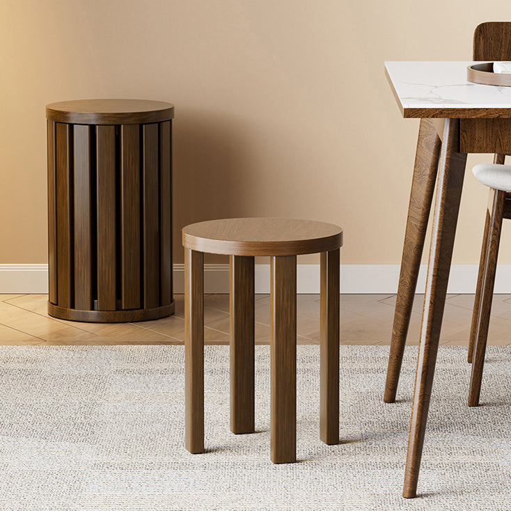 Minimalist Round Rubber Wood Multifunctional Stool End Table