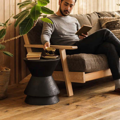 Nordic Funnel Solid Wood End Table — Light Walnut