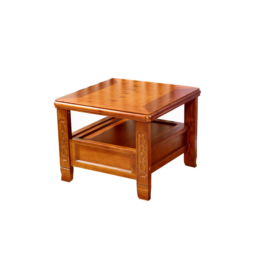 Chinese Antique Rubber Wood 2-Tier Side Table