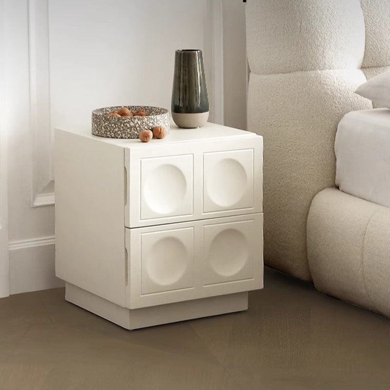 Minimalist Concave 2-Drawer Nightstand — White