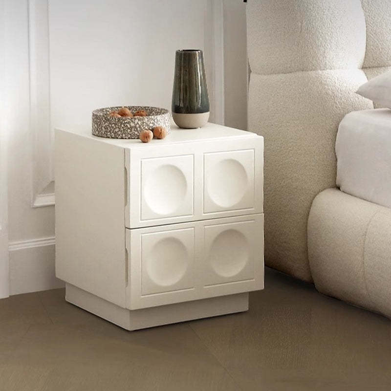 Minimalist Concave 2-Drawer Nightstand — White