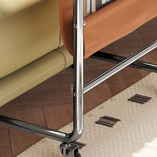 Retro Rectangular Cart Faux Panel End Table
