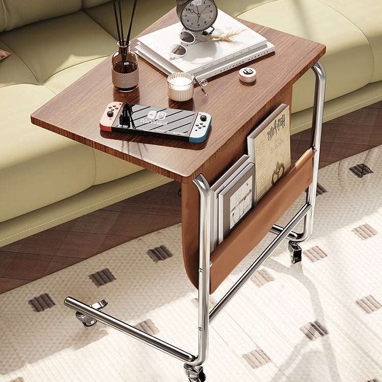 Retro Rectangular Cart Faux Panel End Table