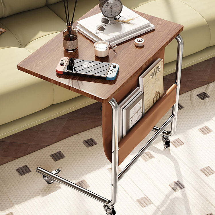 Retro Rectangular Cart Faux Panel End Table