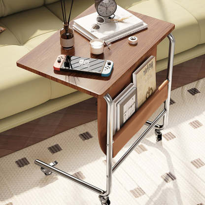 Retro Rectangular Cart Faux Panel End Table