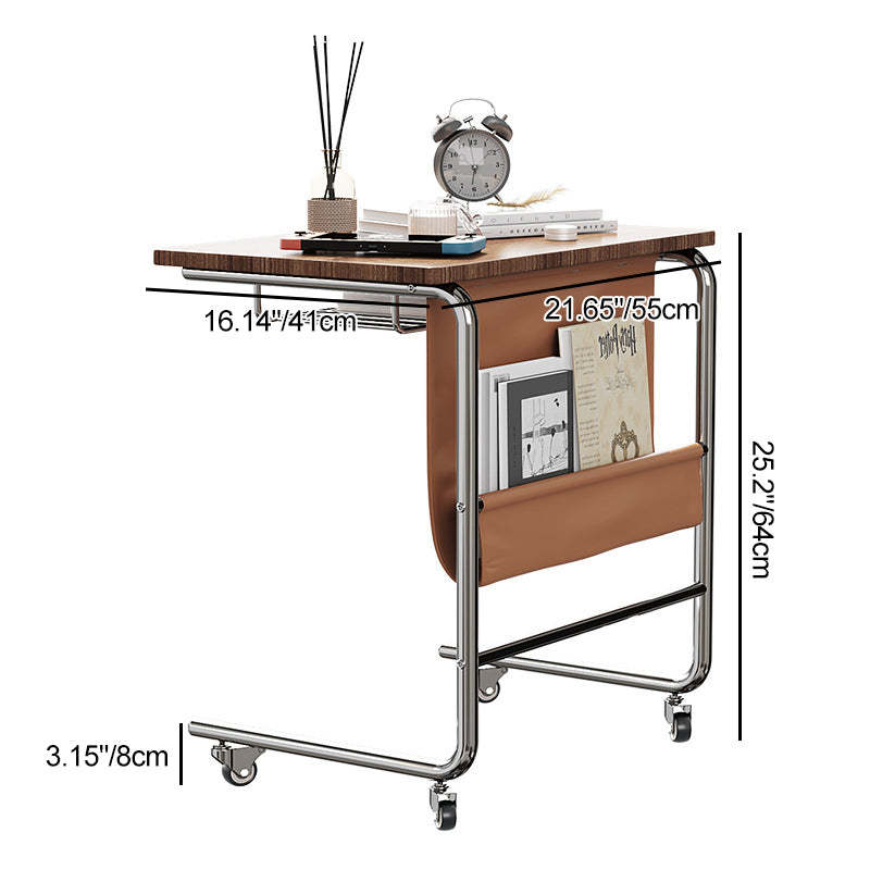 Retro Rectangular Cart Faux Panel End Table
