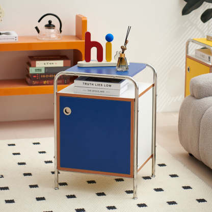 Nordic Wood Steel 1-Cabinet Nightstand — Yellow