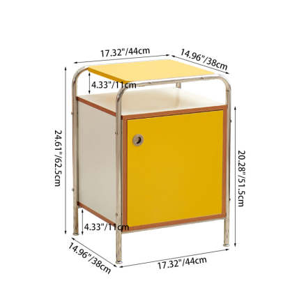 Nordic Wood Steel 1-Cabinet Nightstand