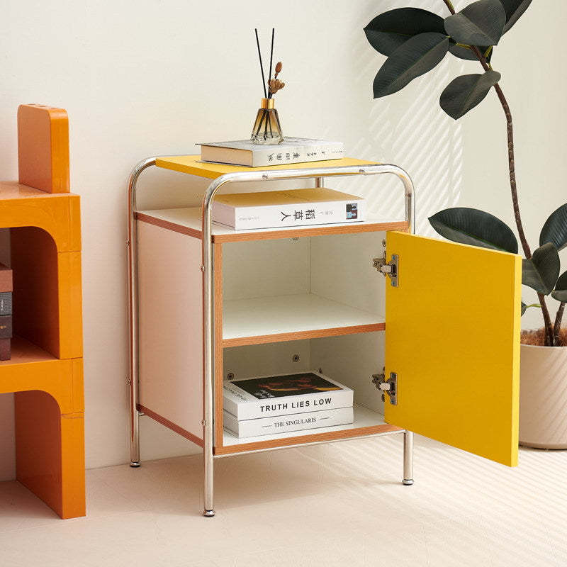 Nordic Plank Steel 1-Cabinet Nightstand