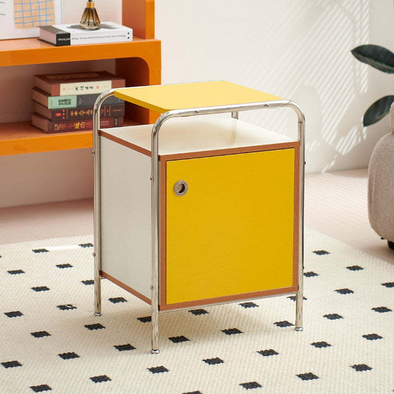 Nordic Wood Steel 1-Cabinet Nightstand — Blue