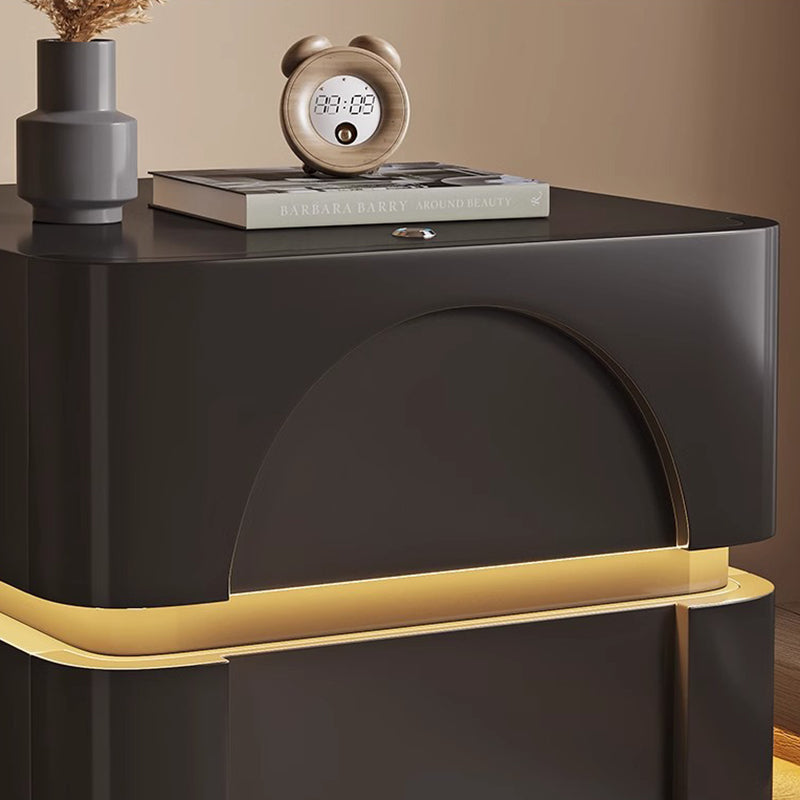 Minimalist Solid Wood Carbon Steel 2-Drawer Nightstand