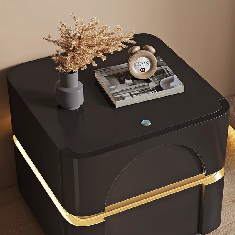 Minimalist Solid Wood Carbon Steel 2-Drawer Nightstand